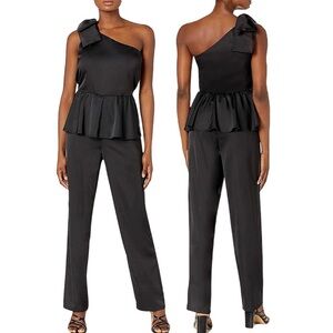 One Shoulder Dressy Black Stretch Jumpsuit Women’s Medium